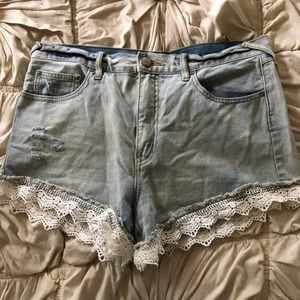 Free People Denim Short Eyelet Trim Size 31